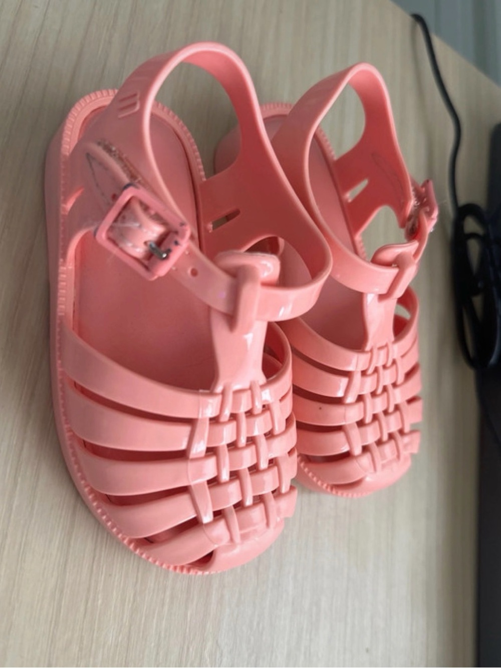 Mini Melissa Coral Pink Jelly Fisherman Sandals with Buckle